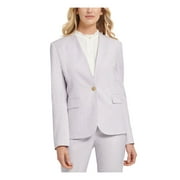 Womens Collarless Pinstripe One-Button Blazer Purple 2